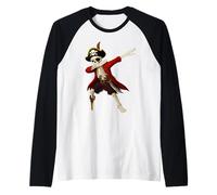 Scheletro Dabbing Pirata Jolly Roger Halloween Ragazzi Ragazze Maglia con Maniche Raglan