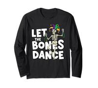 Scheletro Danzante Mardi Gras Let The Bones Dance Funny Parade Maglia a Manica