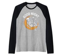 Scheletro della buona Notte su Luna Crescente Maglia con Maniche Raglan