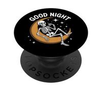 Scheletro della buona notte su luna crescente PopSockets PopGrip Adesivo