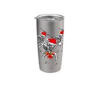 Scheletro di Babbo Natale, batterista, carino, spaventoso, gotico, teschio Bicchiere termico in acciaio inox doppia parete