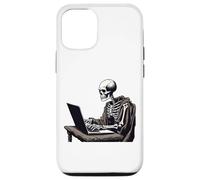 Scheletro di codifica per sviluppatori web davanti al computer portatile Halloween Custodia per iPhone 12/12 Pro