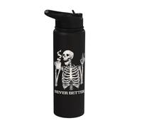 Scheletro di Halloween che beve caffè: mai stato così Stainless Steel Insulated Water Bottle