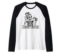 Scheletro di Halloween Che beve caffè Mai Stato Meglio Messy Maglia con Maniche Raglan