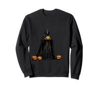 Scheletro di Halloween Che Indossa Un Mantello Nero con Cappuccio Tagliato Felpa