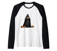 Scheletro di Halloween Che Indossa Un Mantello Nero con Cappuccio Tagliato Maglia con Maniche Raglan