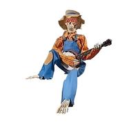 Scheletro di Halloween, divertente banjo da duello animato, musicisti di scheletro country, decorazioni di articolazioni positive di Halloween, con occhi luminosi, ideale per il portico da giardino