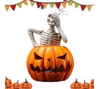 Scheletro di per Halloween, piccola statuetta di, statuette decorative in resina, per la decorazione da tavolo, soggiorno, interno, giardino, terrazza, ingresso