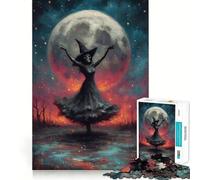 Scheletro di strega che danza sotto la luna piena - Puzzle da 1000 pezzi per adulti - Esercizio mentale - Taglio di precisione - Bordi lisci - Attività rilassante di gruppo al chiuso (38x26cm)