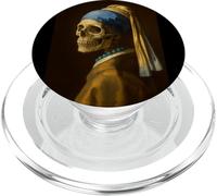 Scheletro dipinto ragazza perla orecchio Halloween uomini donne PopSockets PopGrip per MagSafe