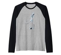 Scheletro Divertente Che Gioca a Calcio spettrale Sport Umorismo Maglia con Maniche Raglan