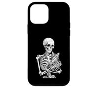 Scheletro divertente con scritta "Loves Cat Fino alla morte" Custodia per iPhone 12 mini