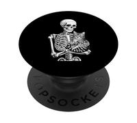 Scheletro divertente con scritta "Loves Cat Fino alla morte" PopSockets PopGrip Adesivo