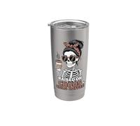 Scheletro divertente con scritta "Raised On Chaos & Cold Coffee Bicchiere termico in acciaio inox doppia parete