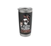 Scheletro divertente con scritta "Raised On Chaos & Cold Coffee Bicchiere termico in acciaio inox doppia parete