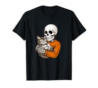 Scheletro Divertente e Gatto Maglietta con Stampa Grafica Economica