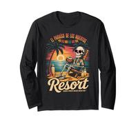 Scheletro Divertente in Vacanza - Cute Funny Día de Los Muertos Maglia a Manica