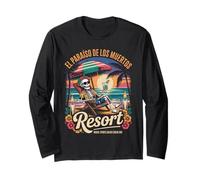 Scheletro Divertente in Vacanza - Día de Los Muertos Maglia a Manica