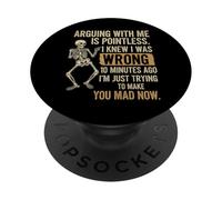 Scheletro divertente litigare con me è inutile Sapevo di esserlo PopSockets PopGrip Adesivo