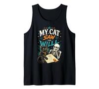 Scheletro Divertente My Cat Saw The Will Spooky Kitty Lover Canotta