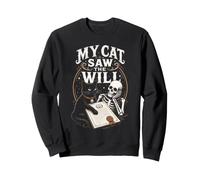 Scheletro Divertente My Cat Saw The Will Spooky Kitty Lover Felpa