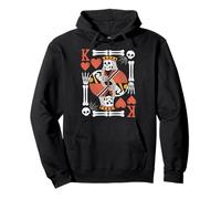 Scheletro divertente re di cuori carte da gioco Halloween Poker Felpa con Cappuccio