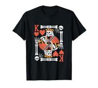 Scheletro divertente re di cuori carte da gioco Halloween Poker Maglietta