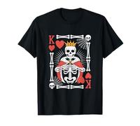 Scheletro divertente re di cuori Halloween giocare a carte da poker Maglietta