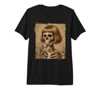 Scheletro Donna Sorseggiando caffè Bob Haircut Maglietta Premium