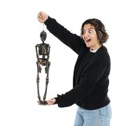 Scheletro dorato da appendere, confezione da 1-61 cm dalla testa ai piedi, scheletro dorato con un design facile da appendere, perfetta decorazione di Halloween per feste e dolcetto o scherzetto