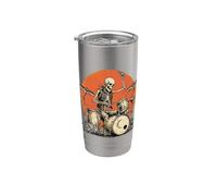 Scheletro Drummer Rock Band Drumming Heavy Metal Drum Player Bicchiere termico in acciaio inox doppia parete
