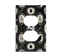 Scheletro Duplex Outlet Covers Placca da parete, gotico vintage ragnatela corvo Halloween in plastica nera dimensioni standard per prese elettriche per casa soggiorno nuovo appartamento Decor