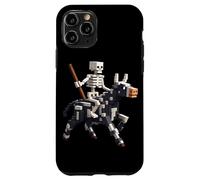 Scheletro equitazione mucca gamer grafica in pixel art blocco stile Custodia per iPhone 11 Pro