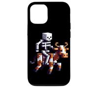 Scheletro equitazione mucca gamer grafica in pixel art blocco stile Custodia per iPhone 12/12 Pro