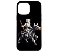 Scheletro equitazione mucca gamer grafica in pixel art blocco stile Custodia per iPhone 13 Pro Max