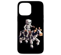 Scheletro equitazione mucca gamer grafica in pixel art blocco stile Custodia per iPhone 13 Pro Max