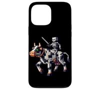Scheletro equitazione mucca gamer grafica in pixel art blocco stile Custodia per iPhone 13 Pro Max