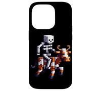 Scheletro equitazione mucca gamer grafica in pixel art blocco stile Custodia per iPhone 14 Pro