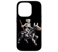 Scheletro equitazione mucca gamer grafica in pixel art blocco stile Custodia per iPhone 14 Pro