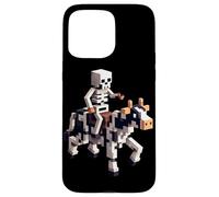 Scheletro equitazione mucca gamer grafica in pixel art blocco stile Custodia per iPhone 15 Pro Max