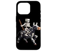 Scheletro equitazione mucca gamer grafica in pixel art blocco stile Custodia per iPhone 16 Pro