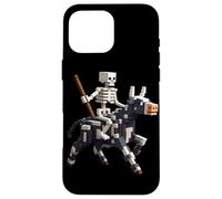Scheletro equitazione mucca gamer grafica in pixel art blocco stile Custodia per iPhone 16 Pro Max