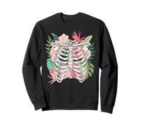 Scheletro Fiori Rib Cage X-Ray Divertente Halloween Uomini Felpa