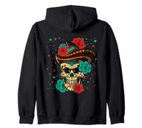 Scheletro Floreale Messicano Muertos Sombrero Cinco De Mayo Felpa con Cappuccio