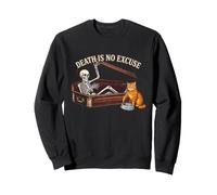 Scheletro Gatto Divertente Death Is No Excuse Spooky Kitty Amante Felpa