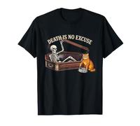Scheletro Gatto Divertente Death Is No Excuse Spooky Kitty Amante Maglietta