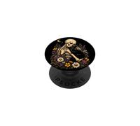 Scheletro Gatto Nero Gatto Gotico Floreale PopSockets PopGrip Adesivo