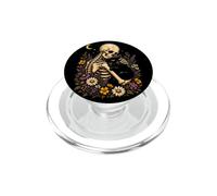 Scheletro Gatto Nero Gatto Gotico Floreale PopSockets PopGrip per MagSafe
