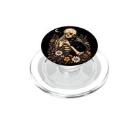 Scheletro Gatto Nero Gatto Gotico Floreale PopSockets PopGrip per MagSafe