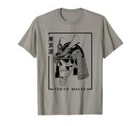 Scheletro giapponese Samurai disegnato minimalista arte giapponese Maglietta